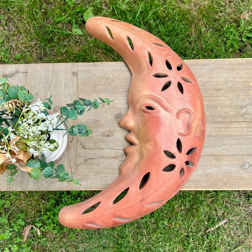 Vintage Terracotta Italian Moon Wall Decor